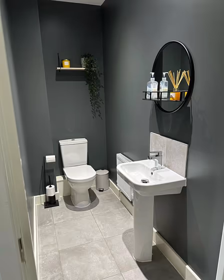 Farrow and Ball Down Pipe 26 bathroom