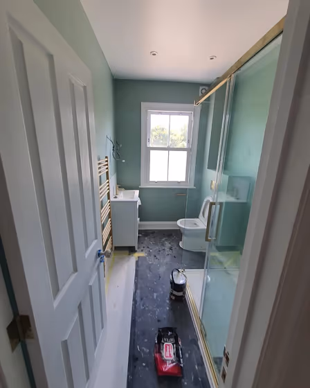 Green Blue bathroom interior
