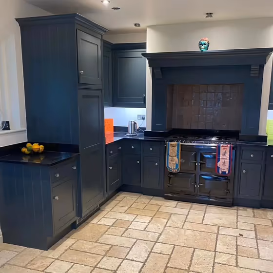 Farrow and Ball Hopper Head dark kitchen cabinets paint