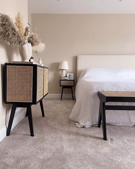 Farrow and Ball Joa's White boho bedroom accent wall