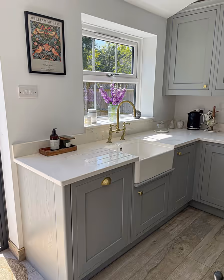 Farrow and Ball Manor House Gray kitchen cabinets