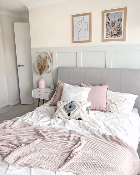 Farrow and Ball Pale Powder 204 bedroom panelling