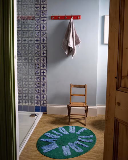 Farrow and Ball Parma Gray 27 blue shower room