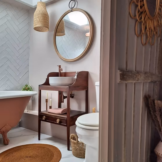 Farrow and Ball Peignoir bathroom color