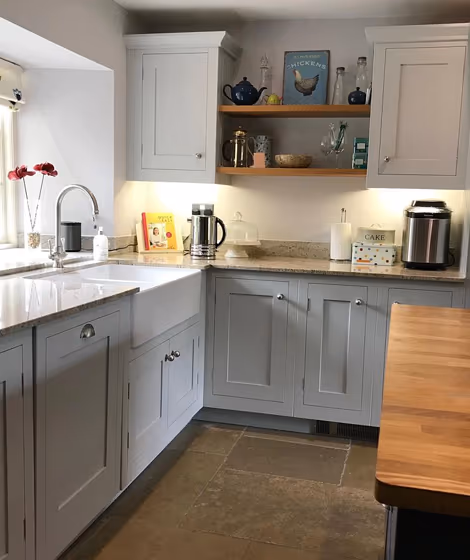 Farrow and Ball Skylight 205 kitchen cabinets