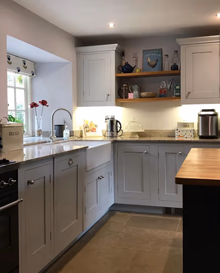 Farrow and Ball Skylight 205 kitchen cabinets