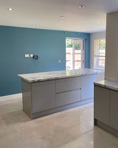 Farrow and Ball Stone Blue 86 kitchen