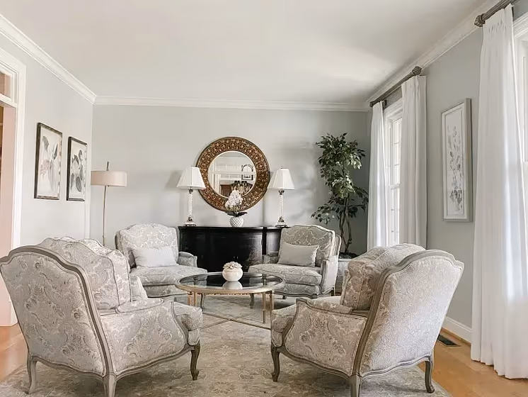 Sherwin Williams Front Porch bohemian living room interior