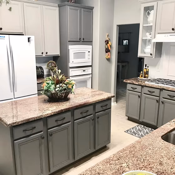 SW 7019 kitchen cabinets