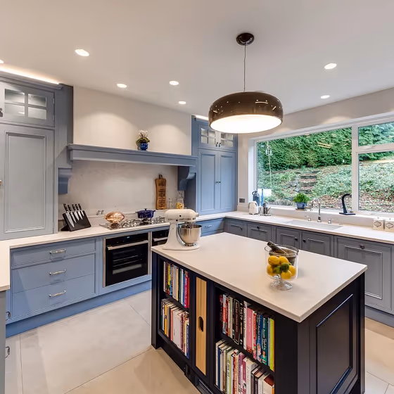 Little Greene Grey Stone 276 blue kitchen cabinets