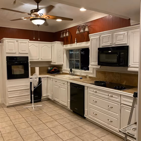 SW Heron Plume kitchen cabinets color