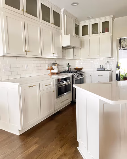 Heron Plume kitchen cabinets color review