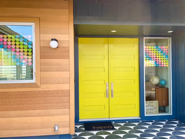 Humorous Green Front Door