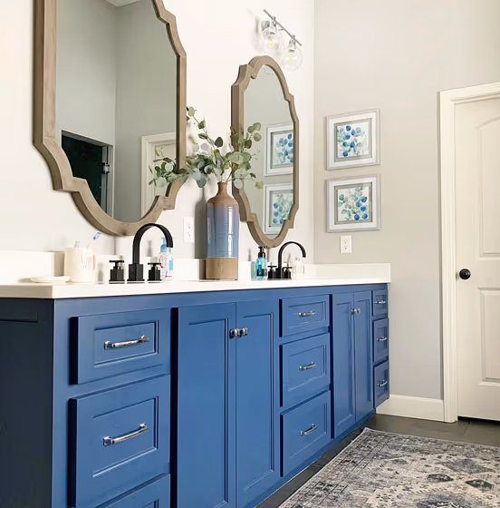 Sherwin Williams Indigo Batik Vanity Cabinets