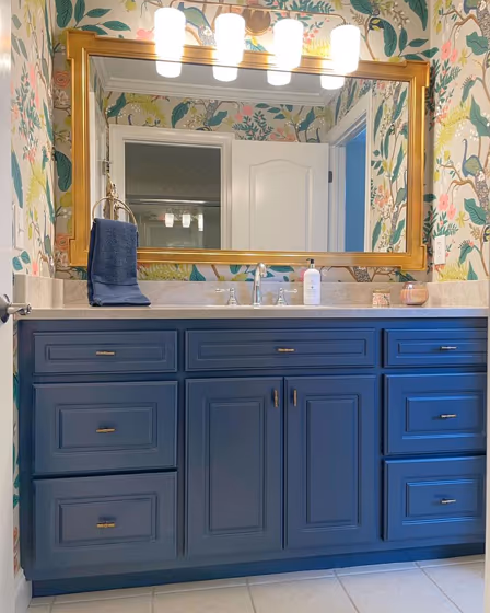 Sherwin Williams Indigo Batik Vanity Cabinets