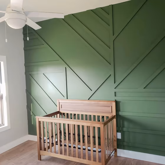 Sherwin Williams Inverness nursery accent wall