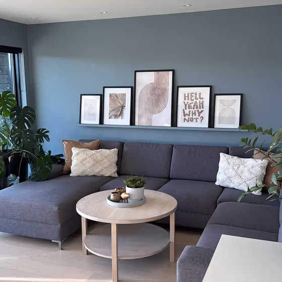 Jotun Natural Blue living room accent wall