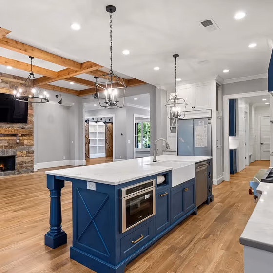 Benjamin Moore Kensington Blue CC-780 kitchen cabinets