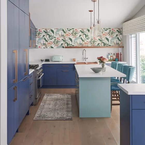 Benjamin Moore Kensington Blue CC-780 kitchen cabinets