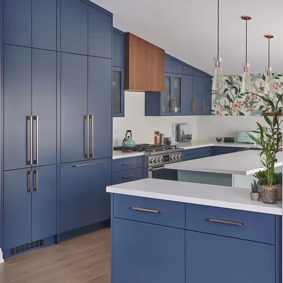 Benjamin Moore Kensington Blue CC-780 kitchen cabinets