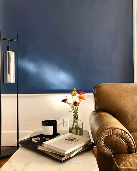 Benjamin Moore Kensington Blue CC-780 living room