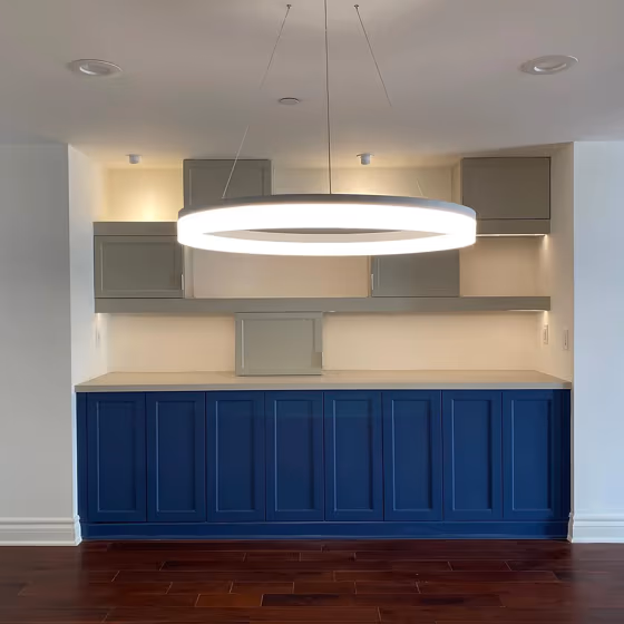 Benjamin Moore Kensington Blue CC-780 kitchen cabinets