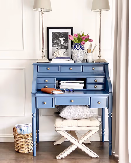 Benjamin Moore Kensington Blue CC-780 painted furniture