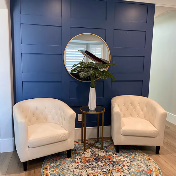 Benjamin Moore Kensington Blue CC-780 living room