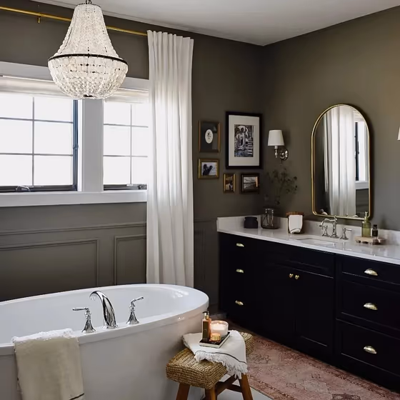Sherwin Williams Lauriston Stone bathroom