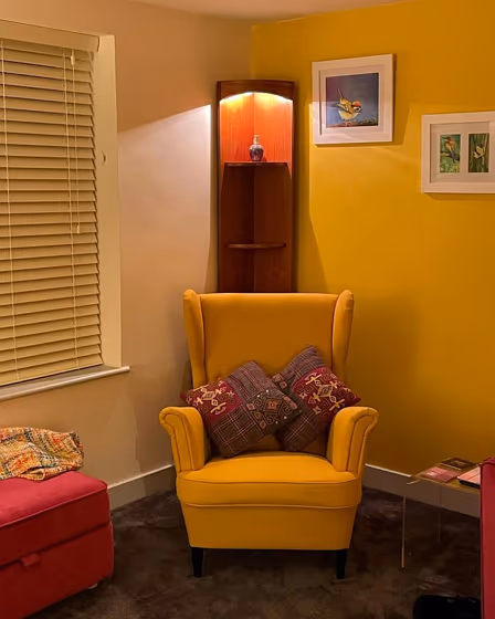 Little Greene Mister David 47 yellow accent wall