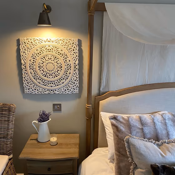 Little Greene Slaked Lime - Dark boho bedroom