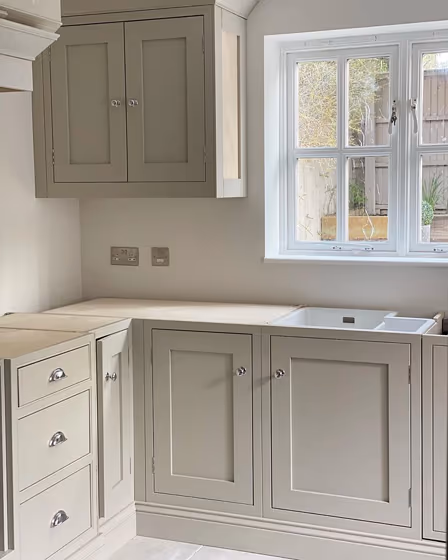 Little Greene Slaked Lime - Dark 151 kitchen cabinets