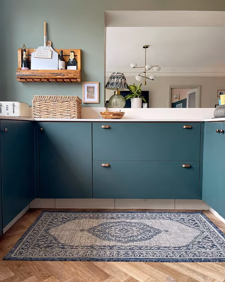 Little Greene Three Farm Green minimal kitchen cabinets