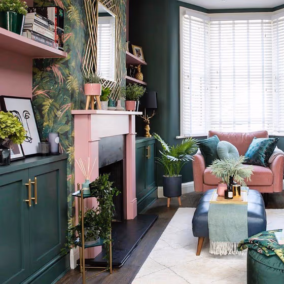 Little Greene Three Farm Green 306 living room