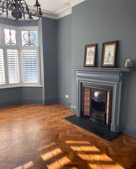 Little Greene Livid 263 living room fireplace