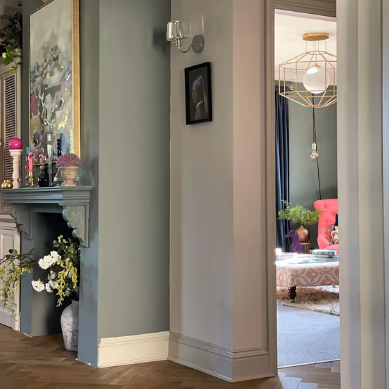 Little Greene Livid 263 living room fireplace