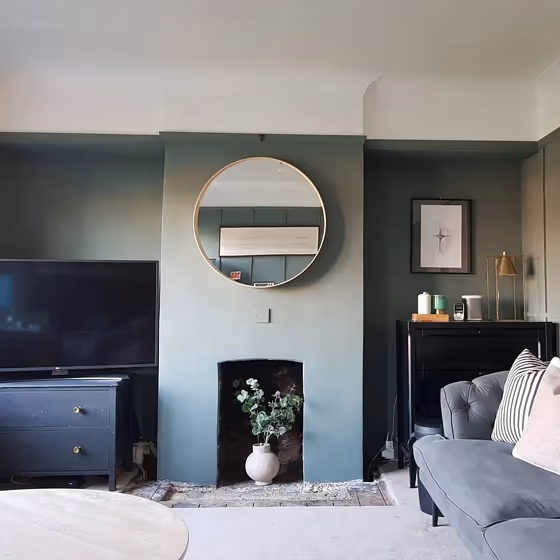 Little Greene Livid 263 living room fireplace