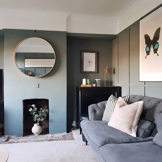 Little Greene Livid 263 living room fireplace