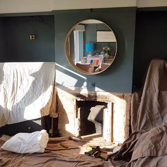 Little Greene Livid 263 living room fireplace