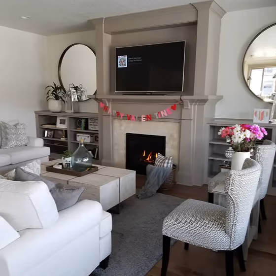 Mega Greige Living Room Fireplace