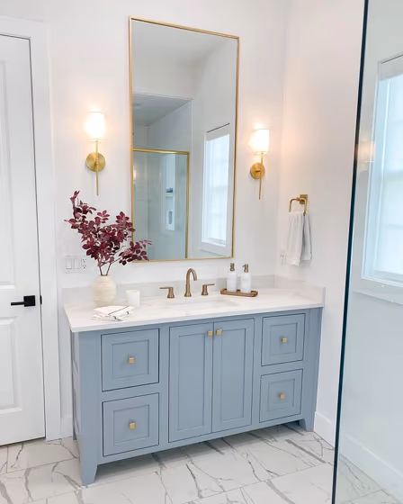 Sherwin Williams Morning Fog Bathroom Cabinets