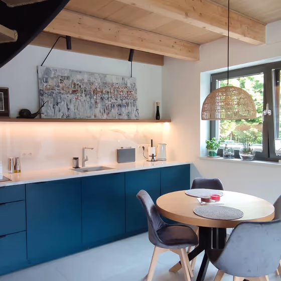 Ocean blue RAL 5020 review kitchen cabinets