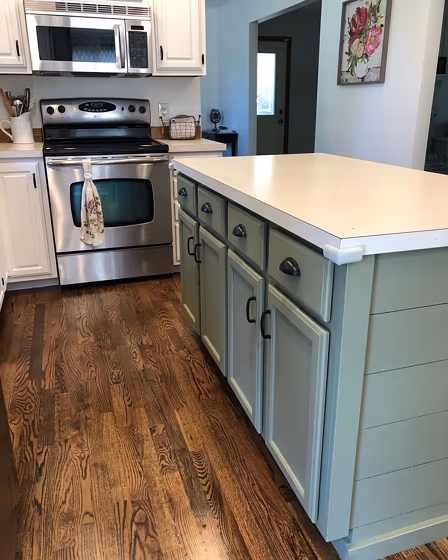 Sherwin Williams Olive Grove kitchen cabinets 