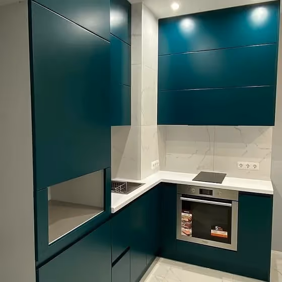 RAL 6026 kitchen cabinets color review