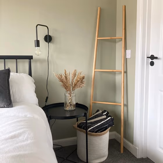 Dulux Overtly Olive scandinavian bedroom interior