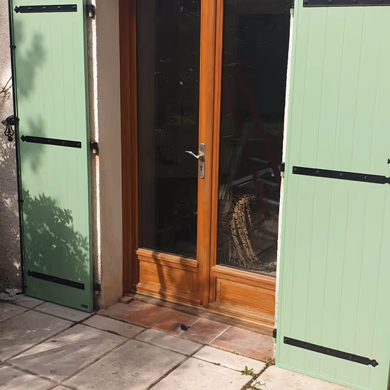 RAL Classic Pale Green RAL 6021 exterior window shutters