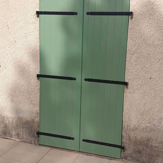 RAL Classic Pale Green RAL 6021 exterior window shutters