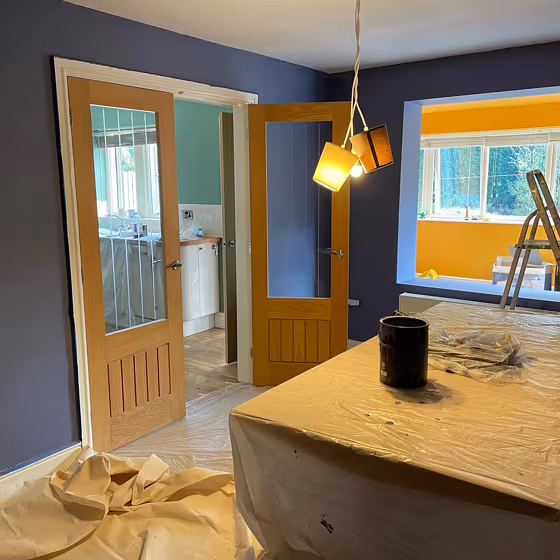 Blue living room idea with paint Little Greene Pale Lupin