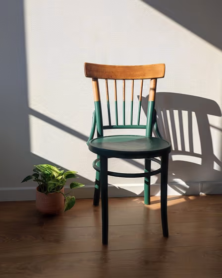 RAL Classic Pine green RAL 6028 painted chair