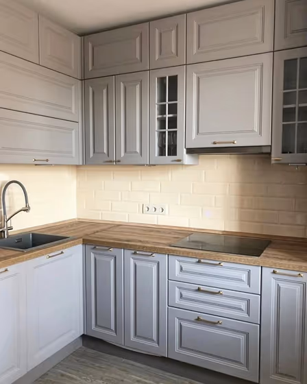 RAL Classic Platinum grey RAL 7036 kitchen cabinets